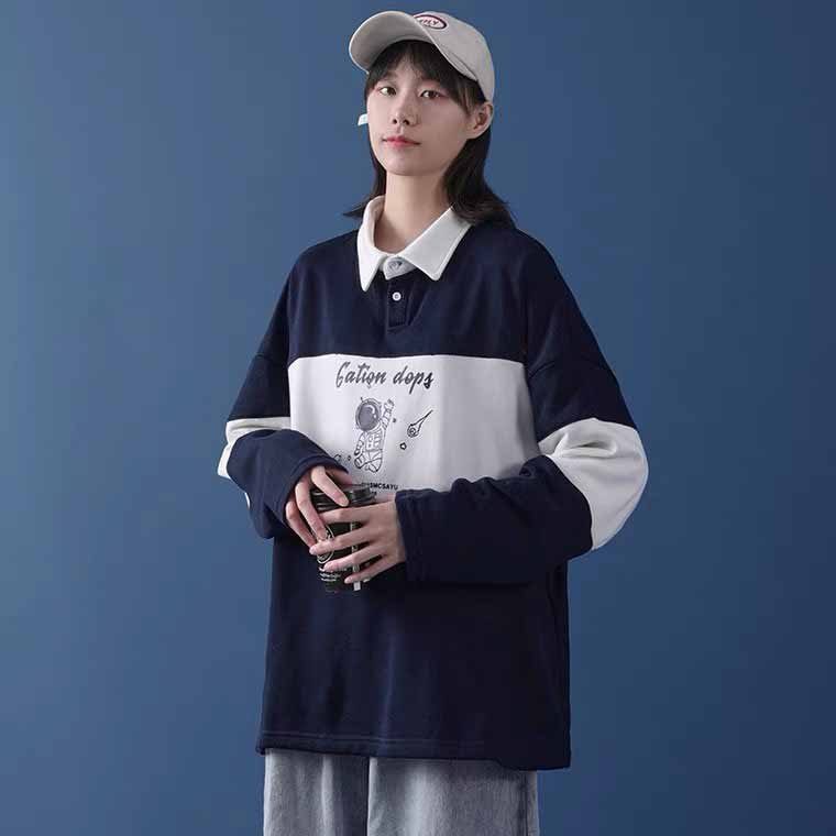 Áo polo unisex phi hành gia NASA trẻ trung, cá tính, Áo Sweater Nỉ Bông phong cách ullzang, nam nữ đều mặc được