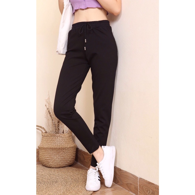 Quần Jogger nữ Cham Thể Thao, Co Giãn, Cạp Cao, Dây Rút