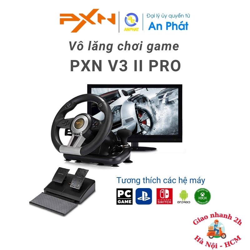 Combo Vô lăng chơi game PXN V3 II Pro + Cần số PXN A6 cho giả lập game Racing Wheel PC / Playstation 4/ Xbox / Switch