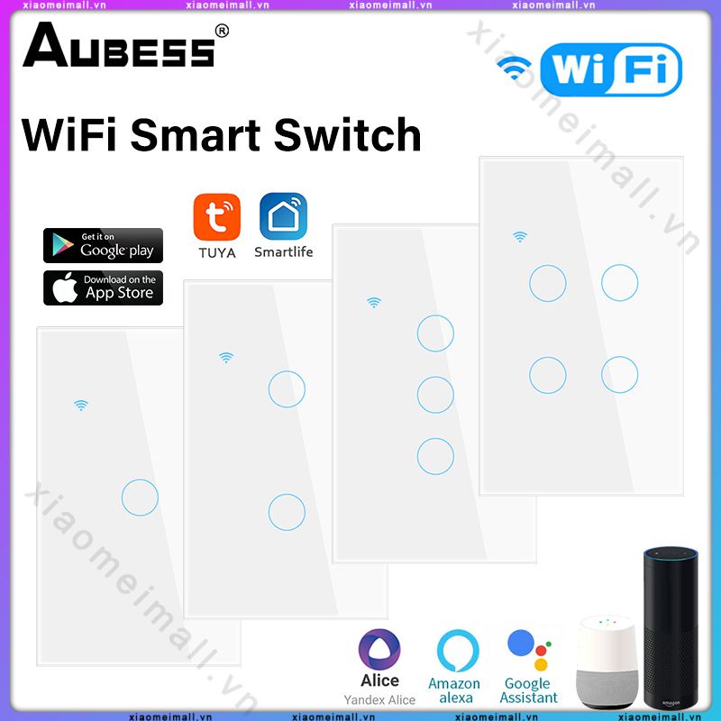 Công Tắc Cảm Ứng Thông Minh Wifi Tuya 1/2/3/4 Dây Trung Tính Cho Alexa Và Trợ Lý Google Home (Xiaomeimall)