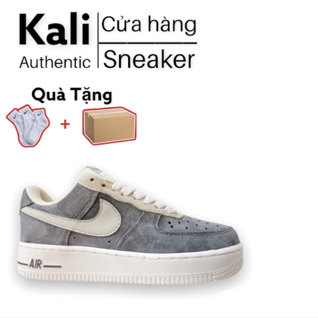 Giày sneaker Air force 1 Grey Pavy Tale ( Af1 Xám da lộn ) - Giày _Nike Xám NỈ Air Force 1, AF1 Bản chuẩn đẹp fullbox