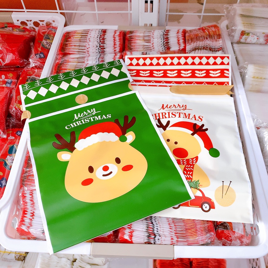 SET 5 TÚI ĐỰNG KẸO GIÁNG SINH CÓ DÂY RÚT LỤA