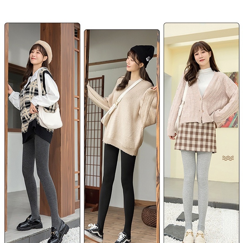 Quần Legging Lưng Cao Họa Tiết Kẻ Sọc Thời Trang Thu Đông Ấm Áp Cho Nữ