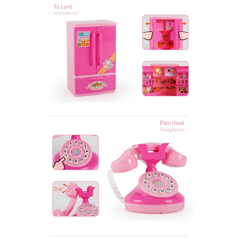 [TẶNG PIN COMBO 12 MÓN] ĐỒ CHƠI TRẺ EM MÔ PHỎNG ĐỒ DÙNG, DỤNG CỤ GIA ĐÌNH TƯƠNG TÁC, KÍCH THÍCH TRÍ NÃO CHO BÉ