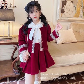 Sét nhung phối ren tiểu thư mặc Tết noel cho mẹ và bé