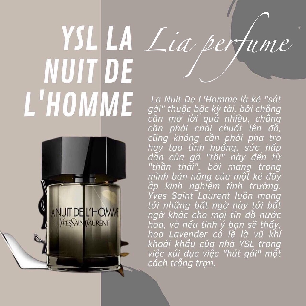 Nước Hoa Nam YSL La Nuit Lhomme For Men EDT 100ml - Lia Perfume