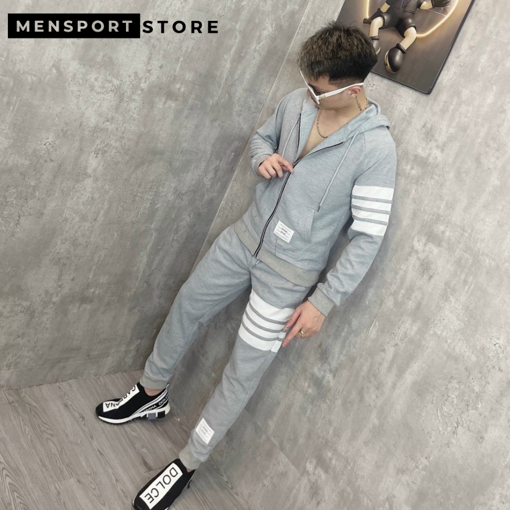 Bộ Quần Áo Nỉ Nam Thom Siêu Cấp - Bộ Nỉ Hoodie Khóa Zip Thome Chất Vải Nỉ Tăm Phong Cách Bền Đẹp
