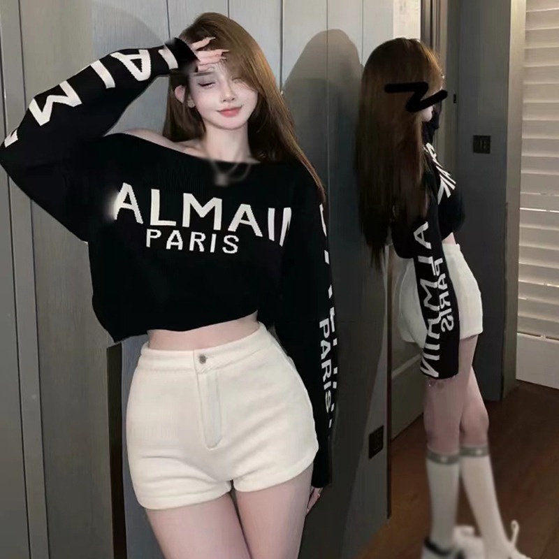 Áo Sweater Dệt Kim Dáng Rộng In Chữ Phong Cách Hàn Quốc Cho Nữ