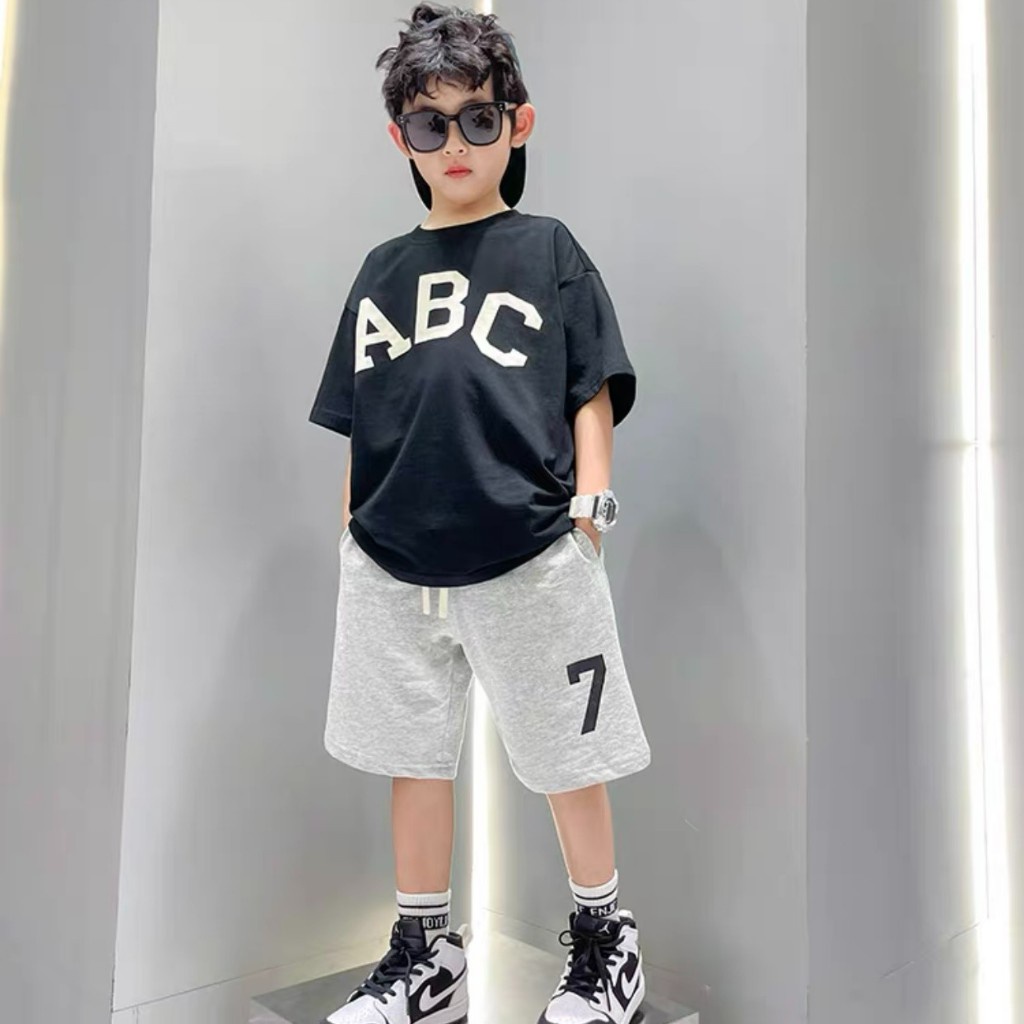 Bộ đồ bé trai BABEKIDS cotton quần sọt hình in chữ ABC7,thời trang dành cho bé từ 4 đến 10 tuổi