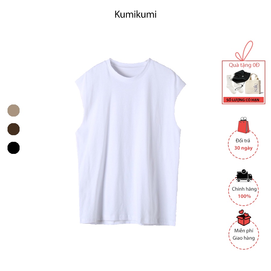 Áo thun ba lỗ nam nữ Kumikumi - Áo tanktop oversize trơn unisex form rộng-DHA3- Phong cách đường phố