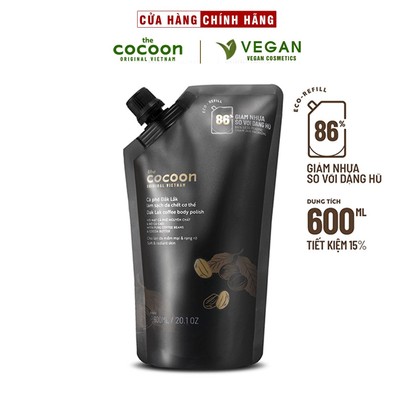 Bigsize Túi cà phê làm sạch da chết cơ thể Cocoon 600ml Cocoon, mỹ phẩm thuần chay