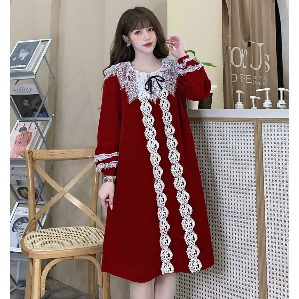 Đầm Bầu Váy Bầu Sang Chảnh Đi Làm Dự Tiệc Mùa Thu Đông Thiết Kế Vải Nhung Cao Cấp M650 Mom and Baby