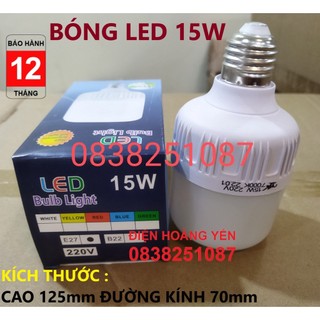 Đèn Led Trụ 15w Chuôi E27 ( Đủ W )