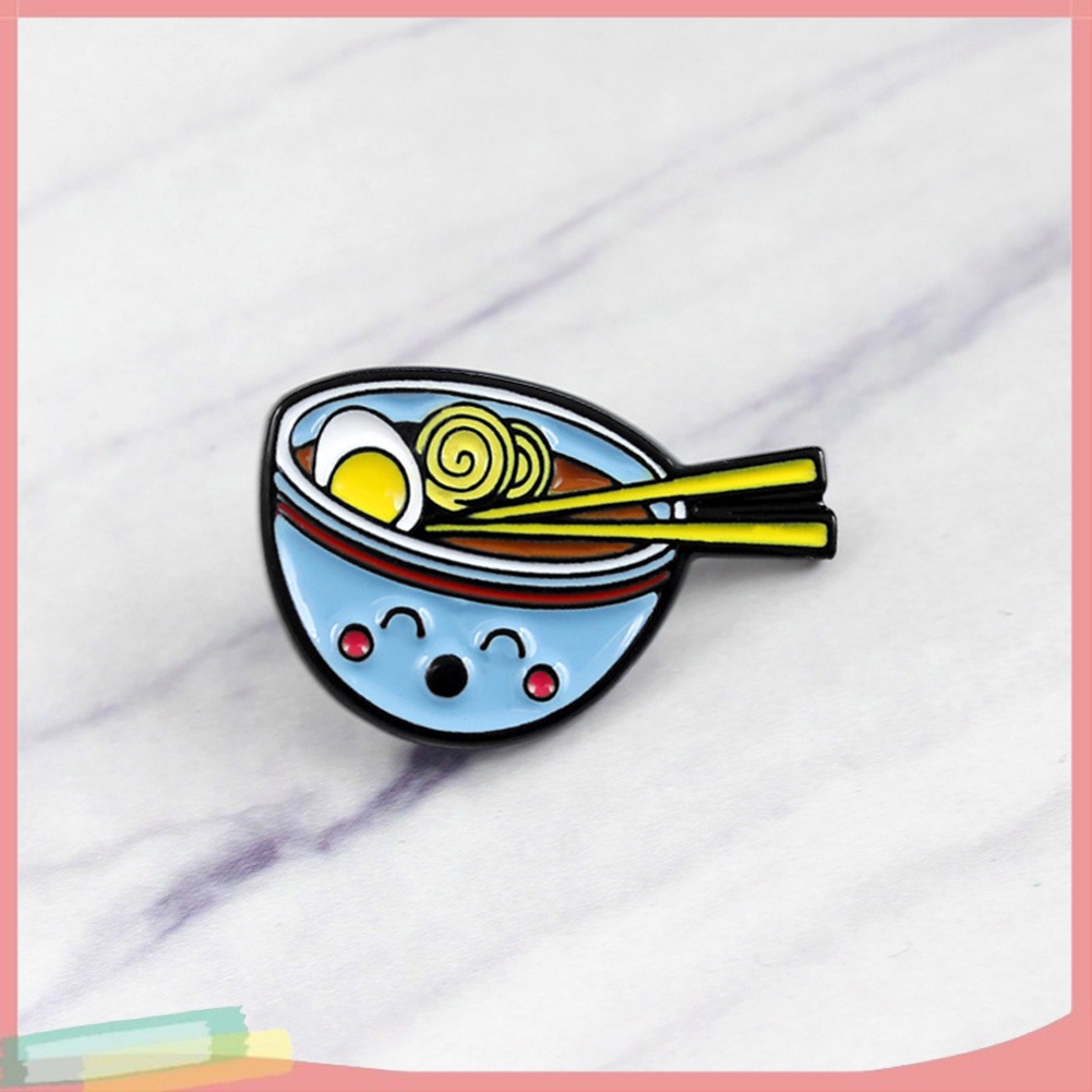 【LK】Cute Cartoon Noodles Bowl Enamel Brooch Pin Denim Backpack Badge Gift