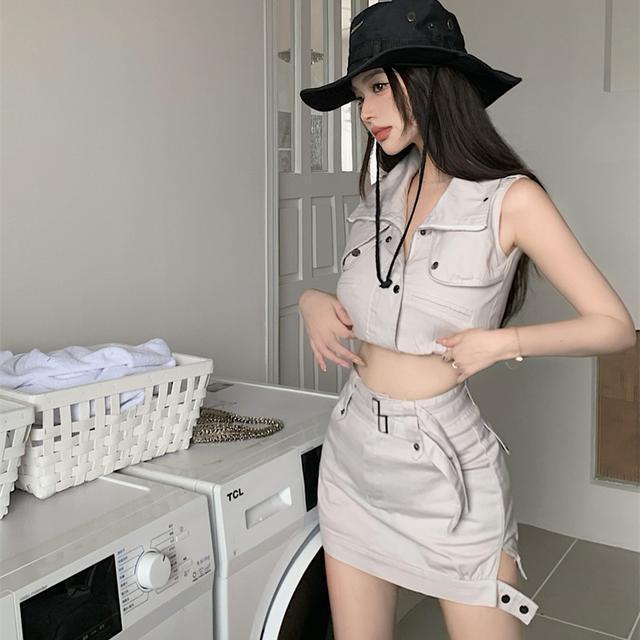 Set Áo Thun Không Tay + Chân Váy Ngắn Y2k Thời Trang Mùa Hè Cho Nữ