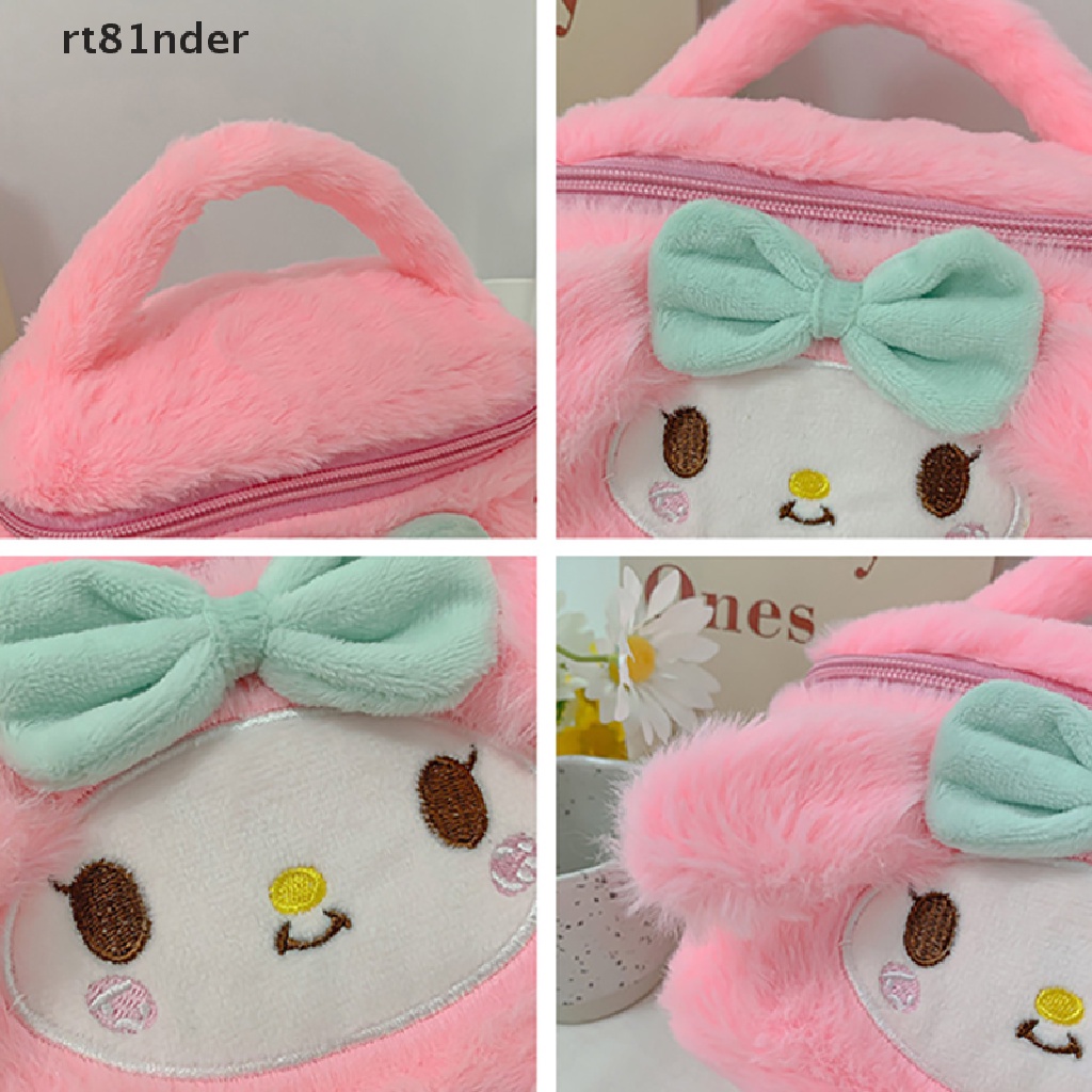 Rt Túi Đựng Mỹ Phẩm Xách Tay Bằng Lông Nhung Họa Tiết Hoạt Hình Anime Dễ Thương Dành Cho Học Sinh Nữ