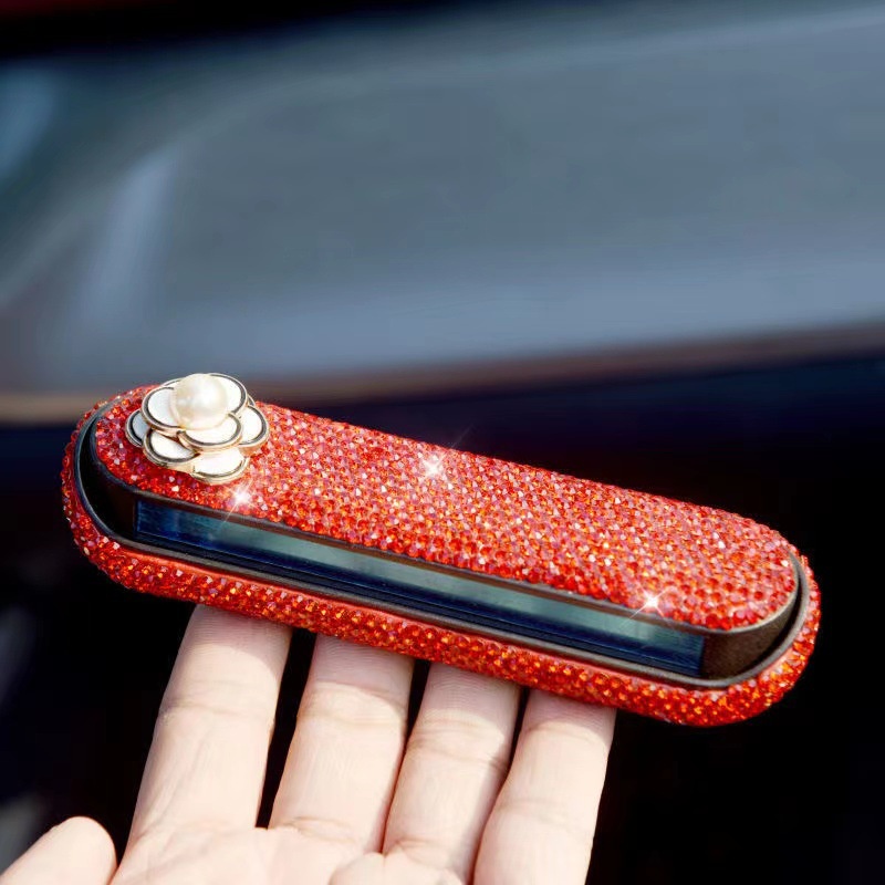 Bảng Để Lại Số Điện Thoại Trên Taplo Xe Hơi Kiểu Dáng Hoa Trà Đính Đá Sang Trọng