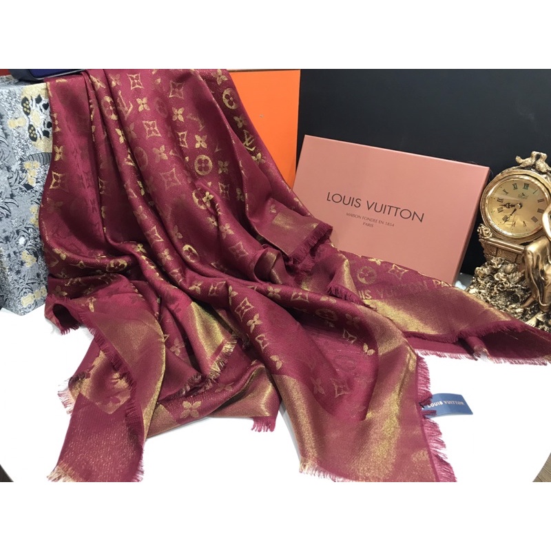 Khăn dạ LV ánh nhũ hoạ tiết fullbox