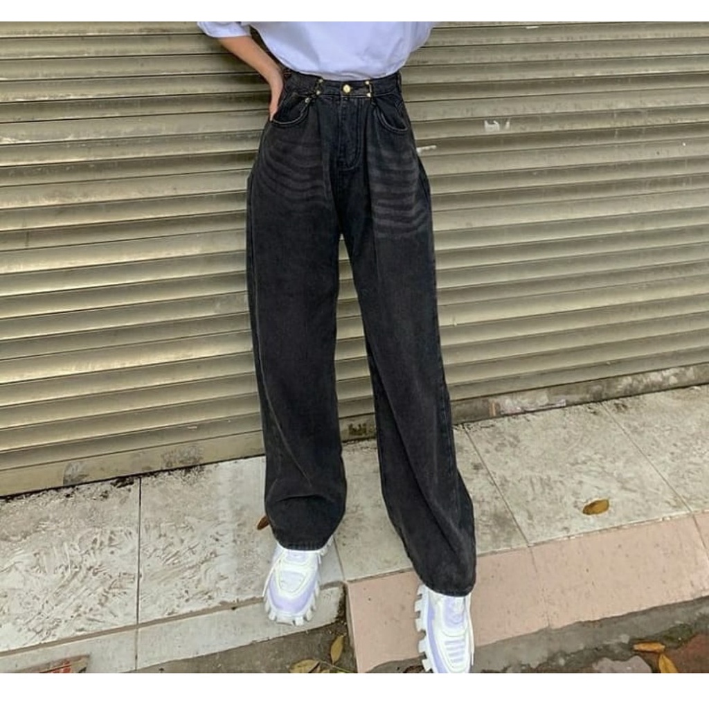 Quần denim gập cạp (Xanh , Đen)