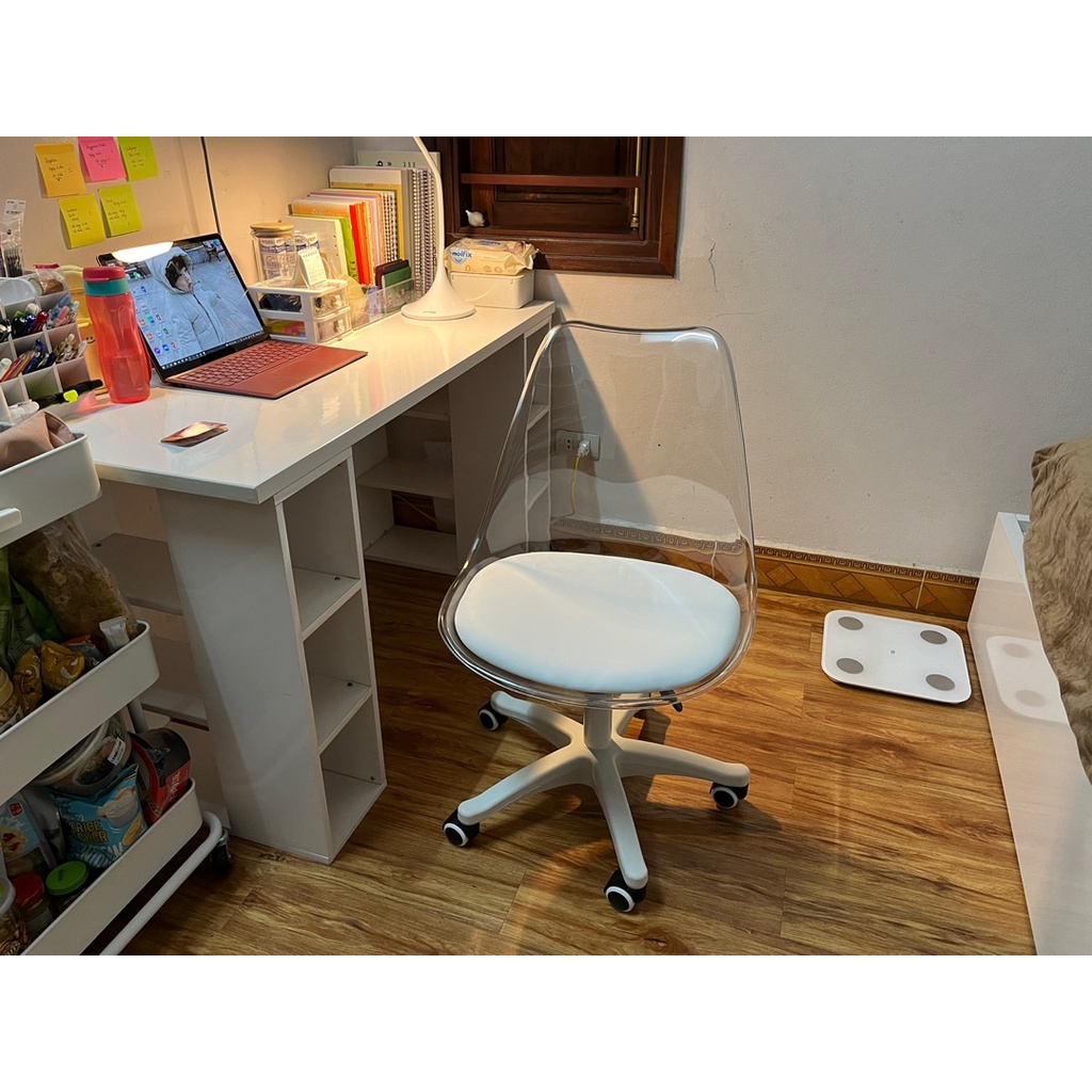 Ghế xoay văn phòng lưng tựa trong suốt cao cấp có thể điều chỉnh, Ghế nhựa xoay trong suốt trang trí decor phòng có đệm | BigBuy360 - bigbuy360.vn