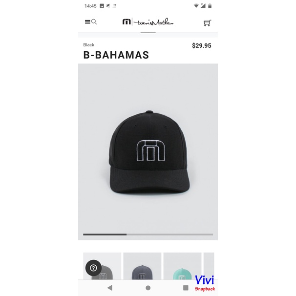 Mũ bít đuôi Fitted Cap Black màu đen Travis Mathew logo Chữ M thời trang,nón thể thao ngoài trời golf cap