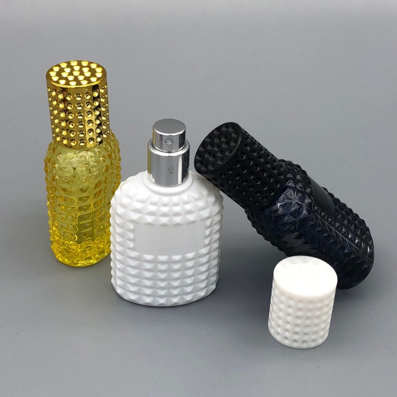 Chai lọ đựng nước hoa thủy tinh 30ml vân kim cương màu dạng xịt phun sương