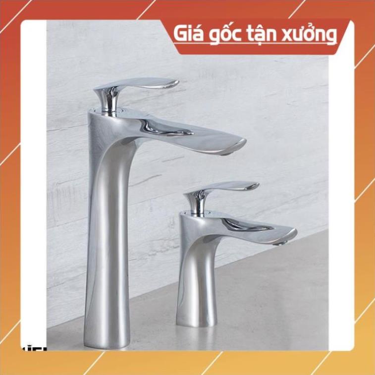 Vòi lavabo 1 lỗ nóng lạnh hàng đồng mạ crom cao cấp tặng kèm dây cấp