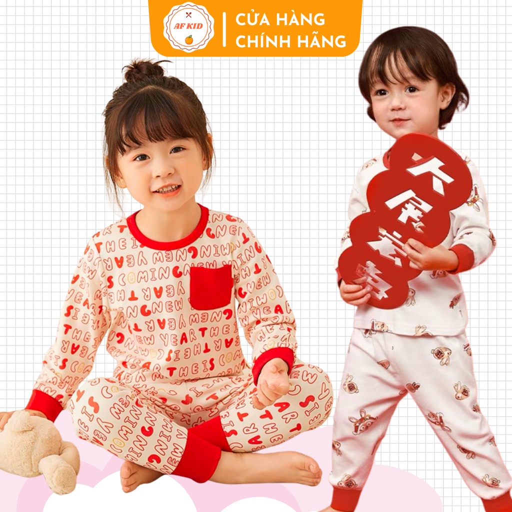 Bộ quần áo trẻ em 13-27kg Happy new year AF KID cho bé vải cotton bốn chiều cao cấp, co giãn cực tốt cho bé đón Tết