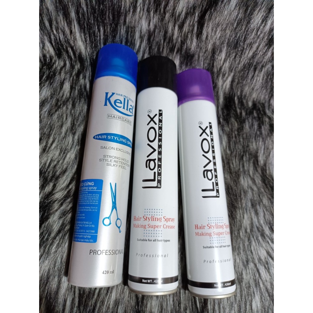 Keo xịt tóc cứng mềm lavox, kella