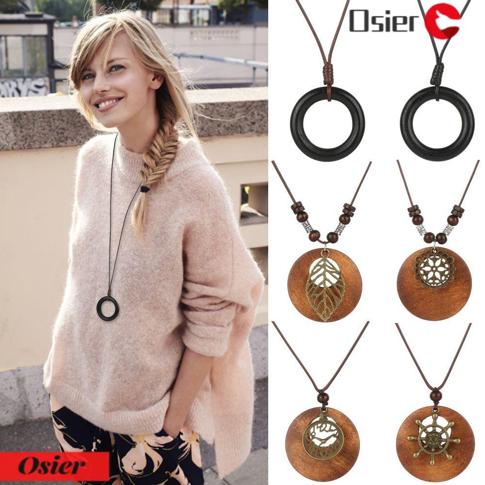 1 Vòng cổ Da Mặt Gỗ Phong Cách Cổ Điển Thời Trang Cho Nữ