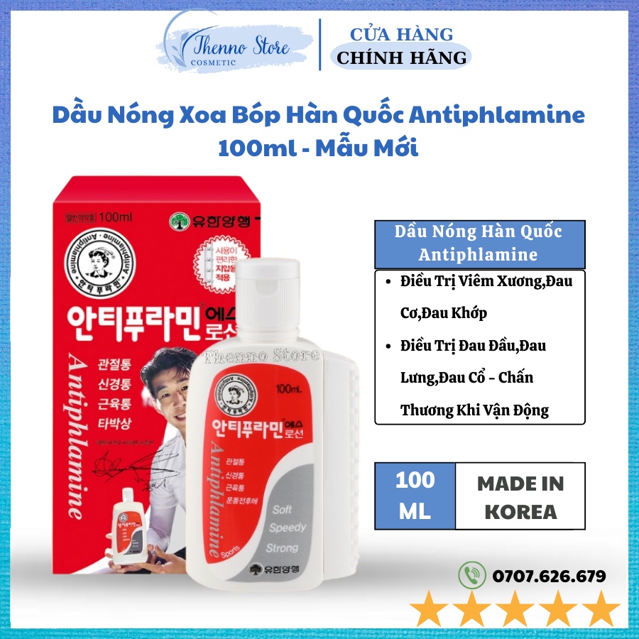 Dầu Nóng Xoa Bóp Hàn Quốc Antiphlamine 100ml - Mẫu Mới