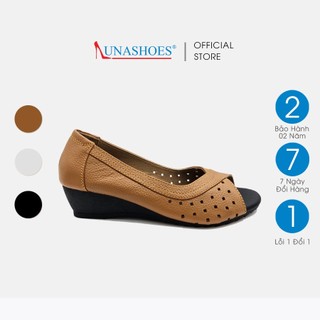 Giày đế xuồng nữ 3p da bò thật Lunashoes 22506 hở mũi cao cấp dễ đi kiểu Hàn quốc nhiều màu giầy trung niên nữ cho mẹ