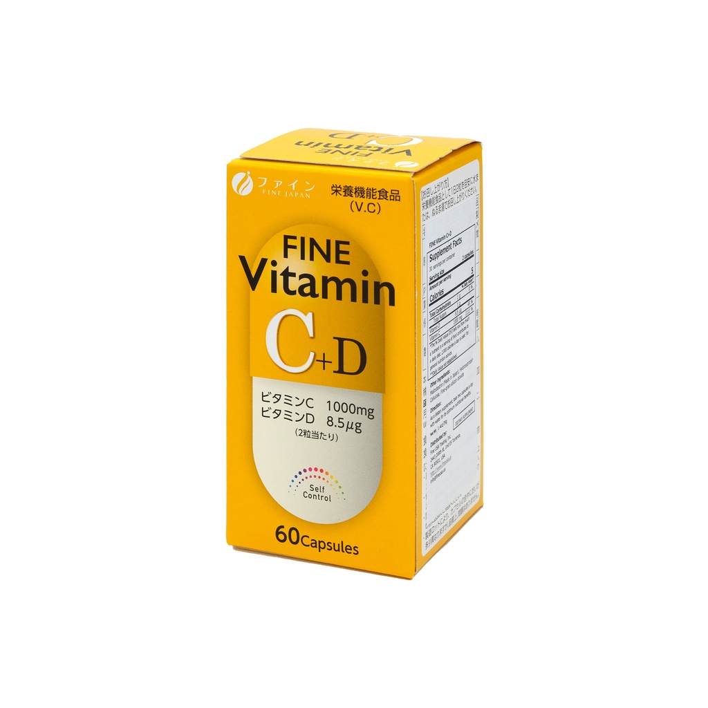 Viên Uống Bổ Sung Vitamin C, D, Ngừa Suy Nhược - Fine Japan Vitamin C D Hộp 60 Viên