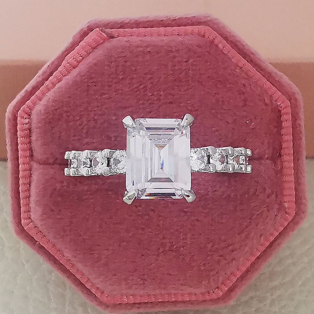 Nhẫn Đính Đá Zircon Hình Chữ Nhật Phong Cách Âu Mỹ Thời Trang Cho Nữ