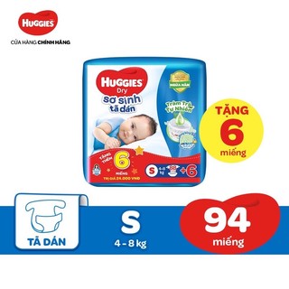 Cộng miếng) tã bỉm dán huggies nb70+6/s80+2/m76+6