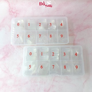 Hộp móng úp chân phom dài màu trong màu đục - móng úp chân đủ size