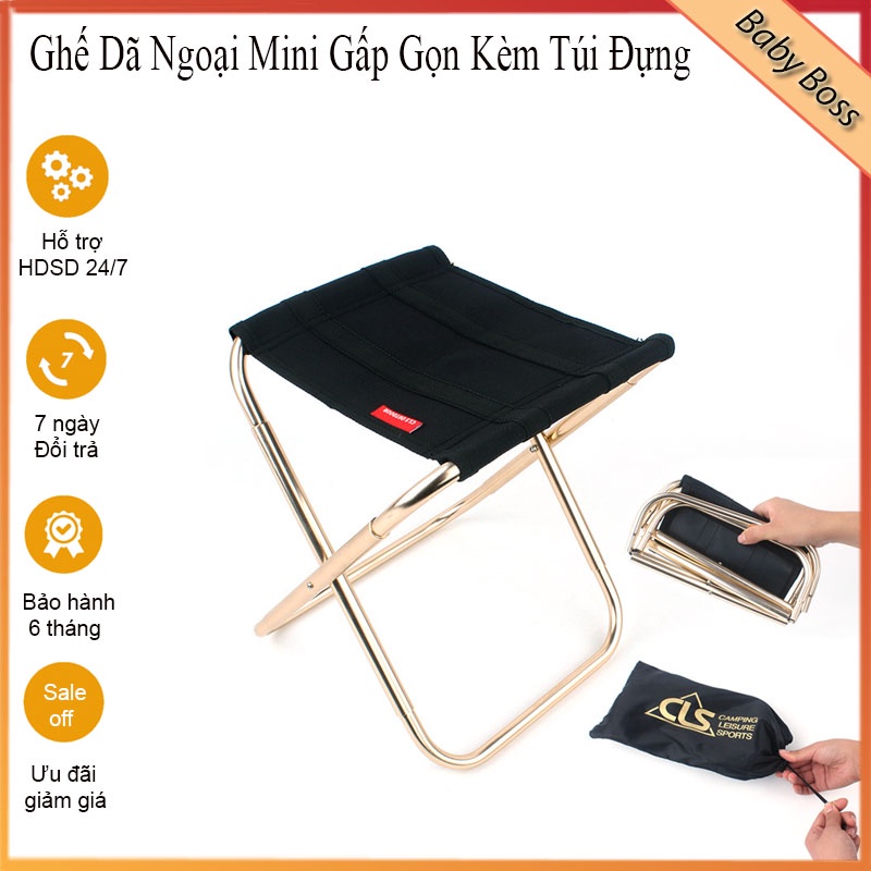 Ghế Gấp Gọn Dã Ngoại Mini Bỏ Túi Hợp Kim Nhôm - Ghế Du Lịch Cắm Trại Câu Cá Tải Trọng 70kg