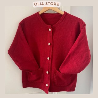 Áo khoác cardigan len cúc ngọc hai túi