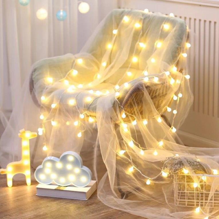 Dây Đèn Led Trang Trí Cherry Ball Bóng Bi Tròn 10M 100 Bóng 5 Chế Độ Chớp Nháy Cắm Điện Có Phích Nối Dài Dây Giá Rẻ