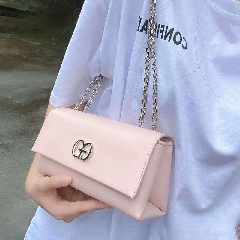 Mischa Túi Xách Da PU Màu Trơn Phối Dây Xích Dễ Phối Đồ Thời Trang Cao Cấp