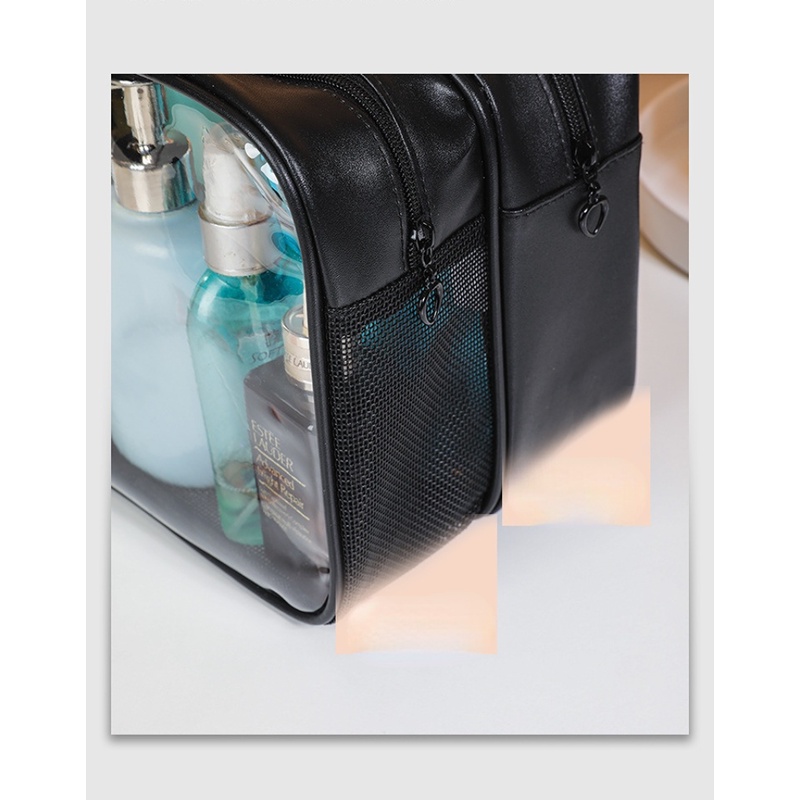 Túi Nhựa pvc Hai Lớp Trong Suốt Đựng Mỹ Phẩm Khô Và Ướt Họa Tiết Hoạt Hình Chống Thấm Nước