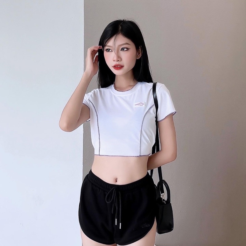 UPZ Áo Thun Croptop Cột Dây Lưng (3 Màu)