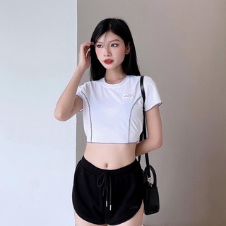 Upz áo thun croptop cột dây lưng