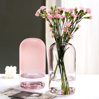 Lọ hoa thuỷ tinh gradient màu hồng pastel cắm hoa phong cách bắc âu