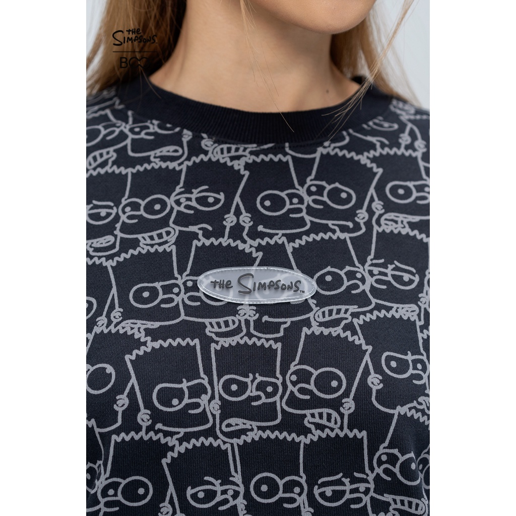 Áo Nỉ Không Mũ Unisex BOO Dáng Oversize Pattern The Simpsons BZL