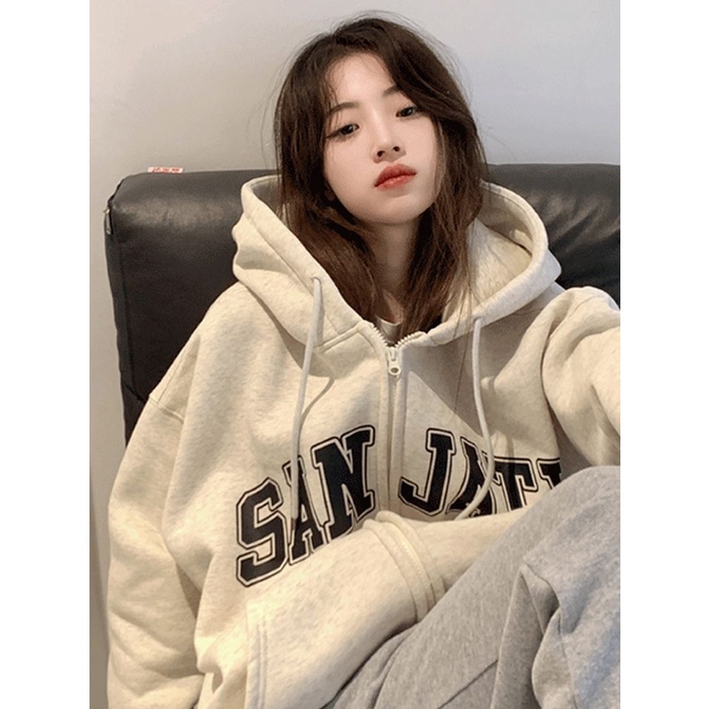 Hàng Có Sẵn Giao Hàng Miễn Phí Áo Khoác Có Mũ Trùm Lót Lông Cừu Dày Phong Cách Mỹ Mùa Thu Và Mùa Đông Phổ Biến Năm Mới Cho