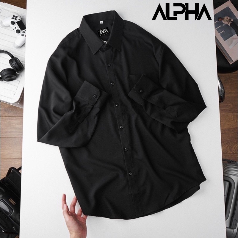 Áo sơ mi nam trơn dài tay 1 túi regular ZA.RA GEN ALPHA vải chéo mềm mịn hạn chế nhăn, form thanh lịch