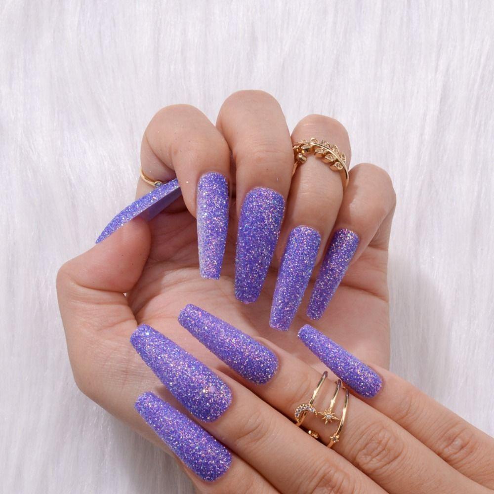 WATTLE Set 24 Móng Tay Giả 3D Lấp Lánh