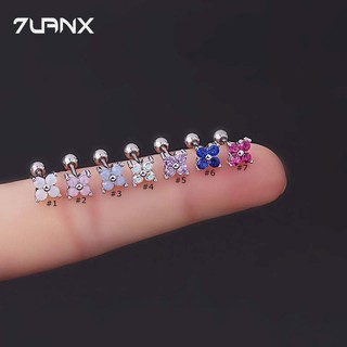 Khuyên tai 7UANX 20Gauge bằng thép titan đính đá zircon thời trang Hàn Quốc