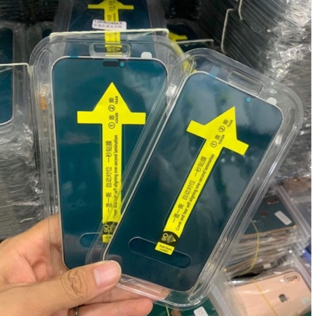 Kính cường lực chống nhìn trộm kèm khung dán tự động cho iPhone x đến 14 pro max